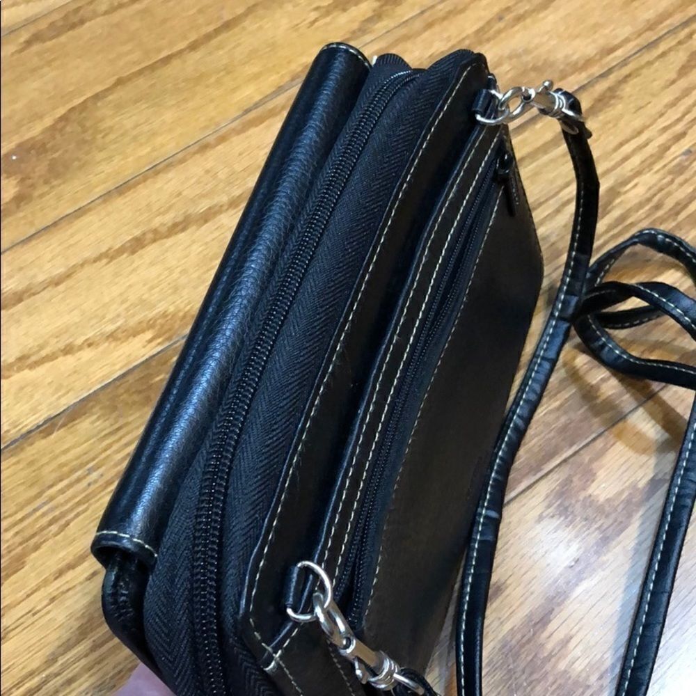 buxton Black Leather Leather Foldover Crossbody - Picture 8 of 8